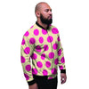 Cream And Pink Polka Dot Men's Bomber Jacket-grizzshop