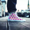 Cream And Pink Polka Dot Men's High Top Shoes-grizzshop