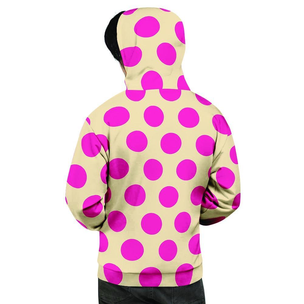 Cream And Pink Polka Dot Men's Hoodie-grizzshop