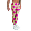 Cream And Pink Polka Dot Men's Leggings-grizzshop