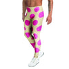 Cream And Pink Polka Dot Men's Leggings-grizzshop