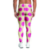 Cream And Pink Polka Dot Men's Leggings-grizzshop