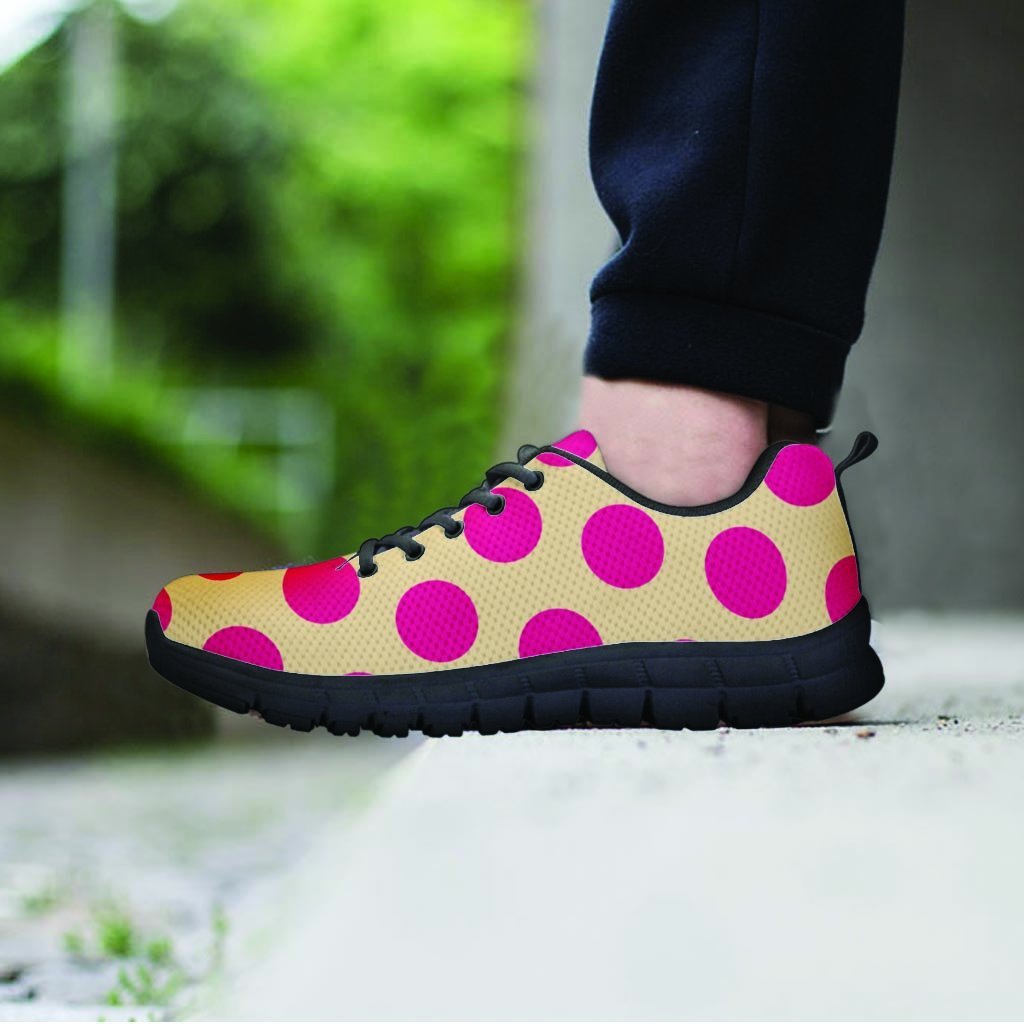 Cream And Pink Polka Dot Men's Sneakers-grizzshop