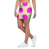 Cream And Pink Polka Dot Mini Skirt-grizzshop