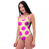 Cream And Pink Polka Dot One Piece Swimsuite-grizzshop