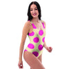 Cream And Pink Polka Dot One Piece Swimsuite-grizzshop