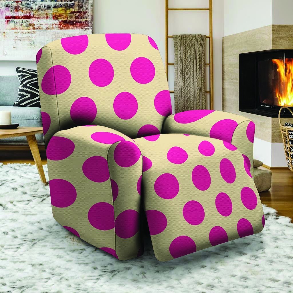 Cream And Pink Polka Dot Recliner Cover-grizzshop