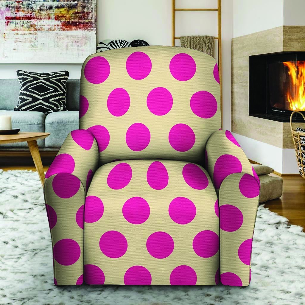 Cream And Pink Polka Dot Recliner Cover-grizzshop