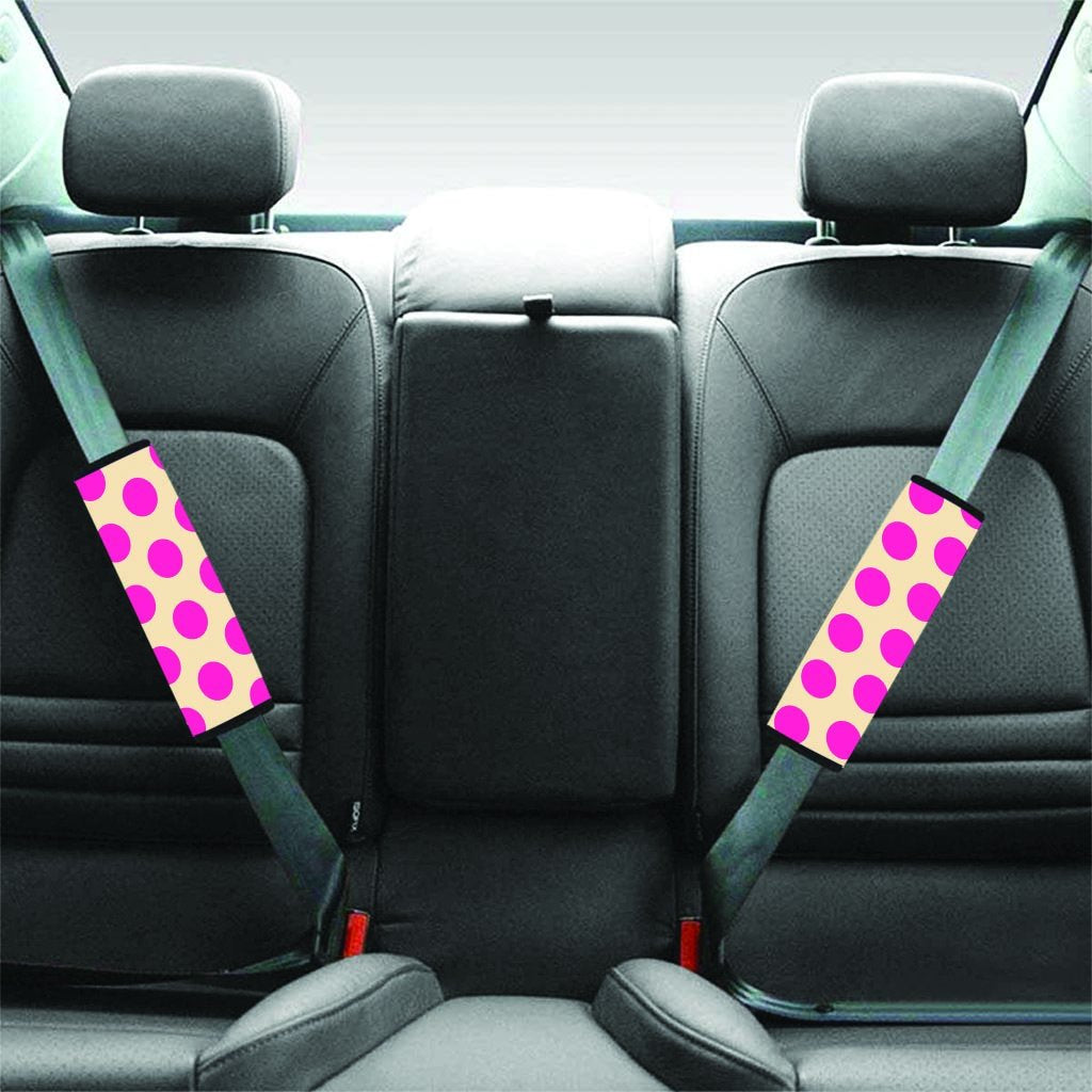 Cream And Pink Polka Dot Seat Belt Cover-grizzshop