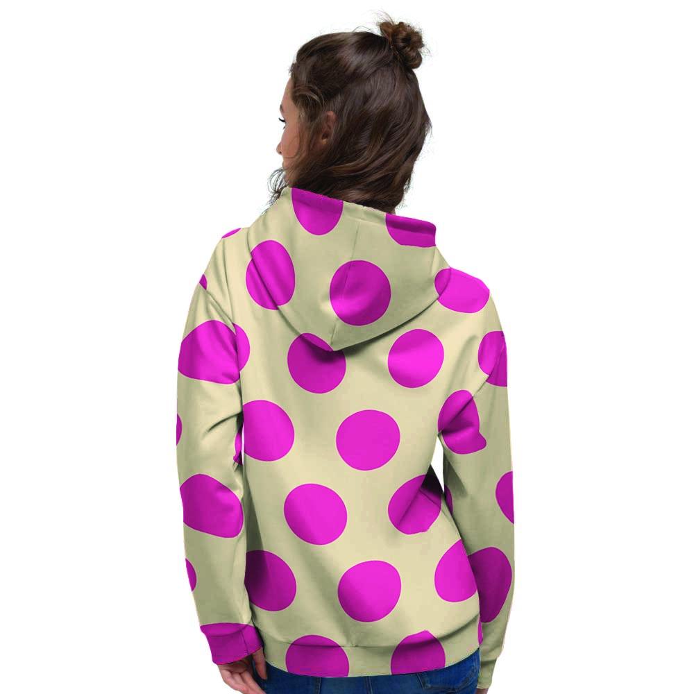 Cream And Pink Polka Dot Women's Hoodie-grizzshop