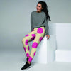 Cream And Pink Polka Dot Women's Joggers-grizzshop