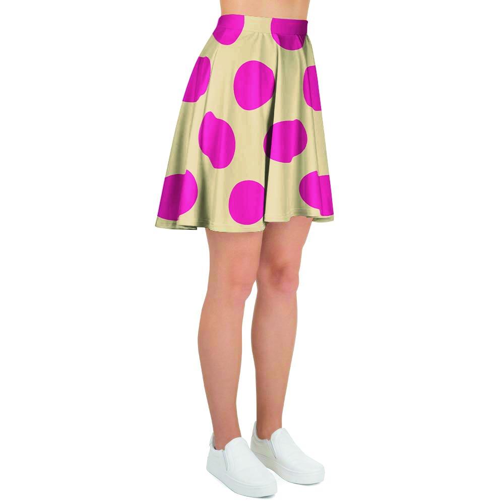 Cream And Pink Polka Dot Women's Skirt-grizzshop