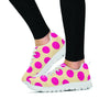 Cream And Pink Polka Dot Women's Sneakers-grizzshop