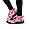 Cream And Pink Polka Dot Women's Sneakers-grizzshop