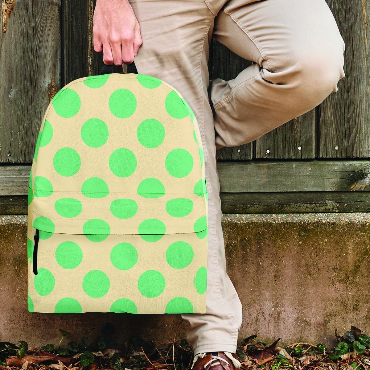 Cream And Teal Polka Dot Backpack-grizzshop