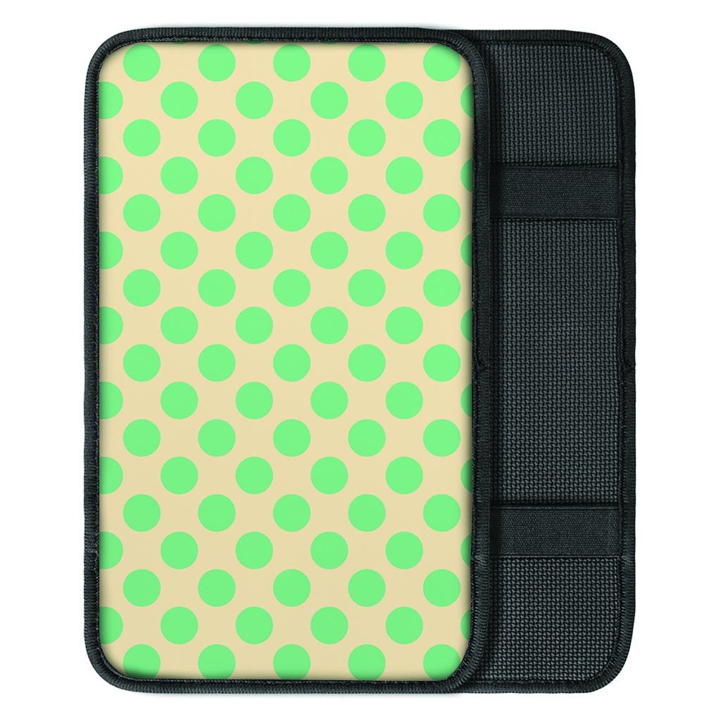 Cream And Teal Polka Dot Car Console Cover-grizzshop