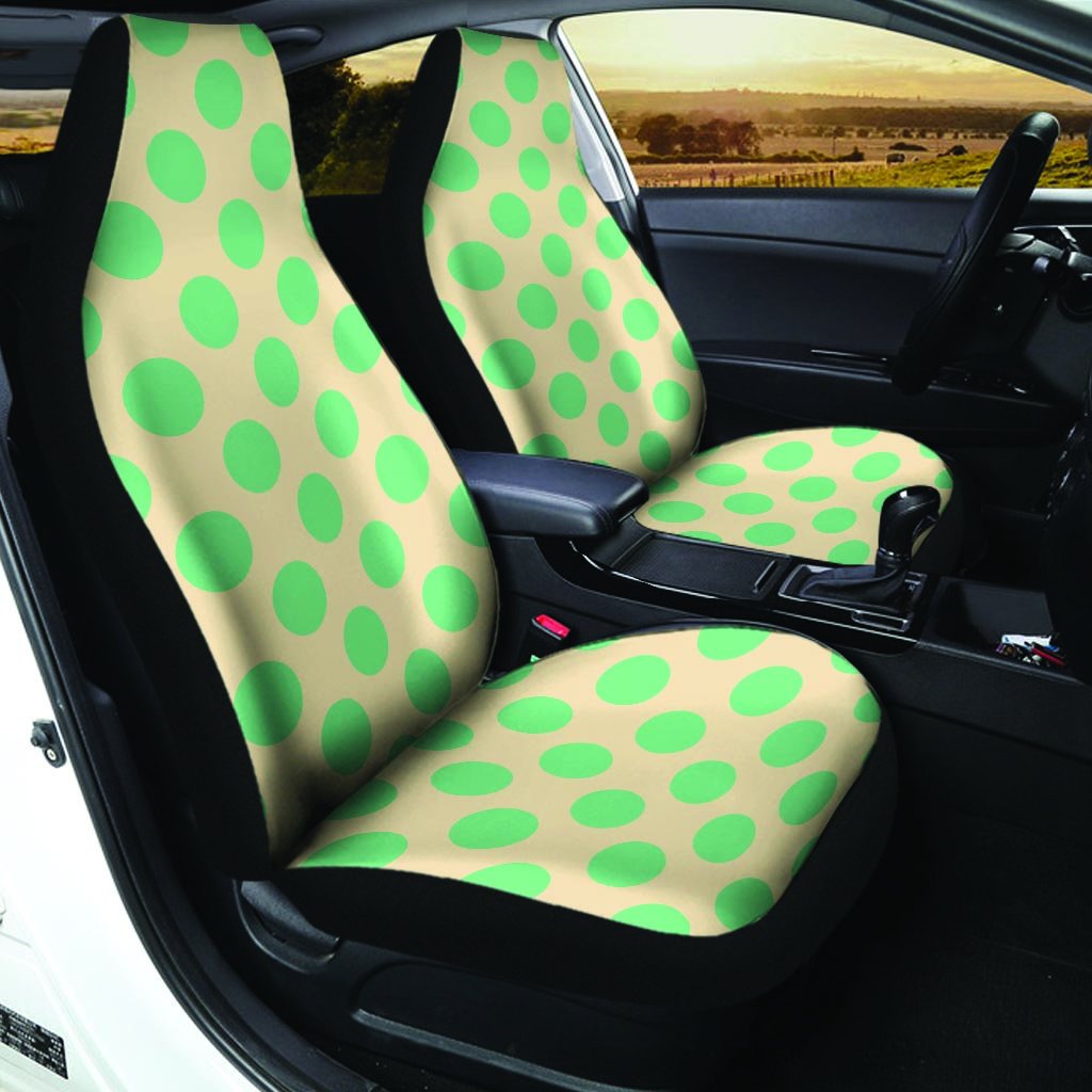 Cream And Teal Polka Dot Car Seat Covers-grizzshop