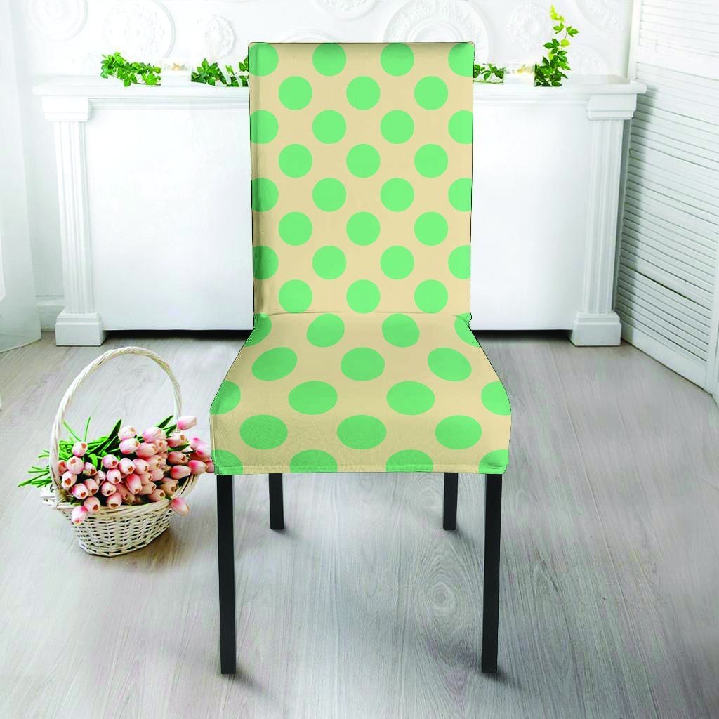 Cream And Teal Polka Dot Chair Cover-grizzshop