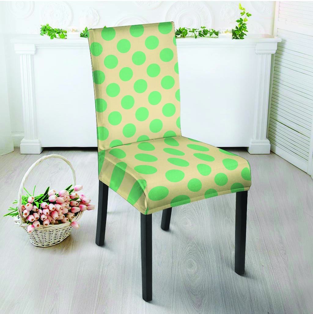 Cream And Teal Polka Dot Chair Cover-grizzshop