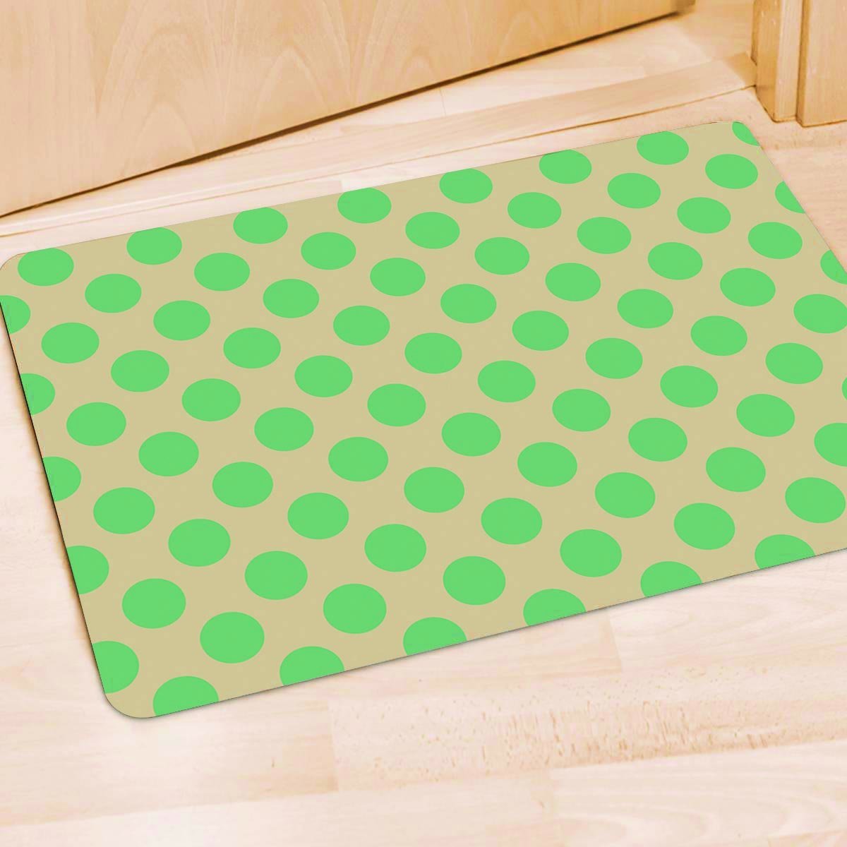 Cream And Teal Polka Dot Door Mat-grizzshop