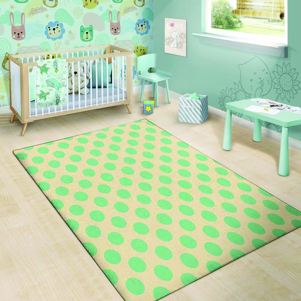 Cream And Teal Polka Dot Floor Mat-grizzshop