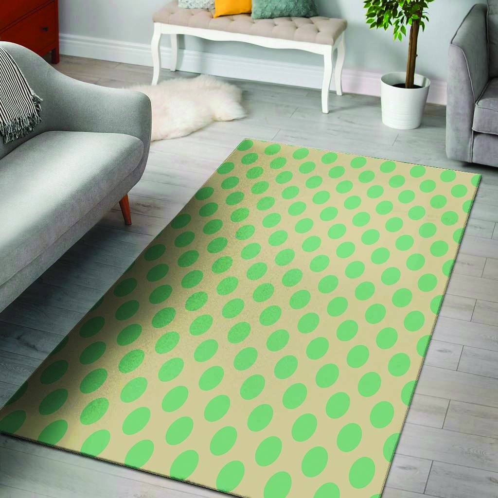 Cream And Teal Polka Dot Floor Mat-grizzshop