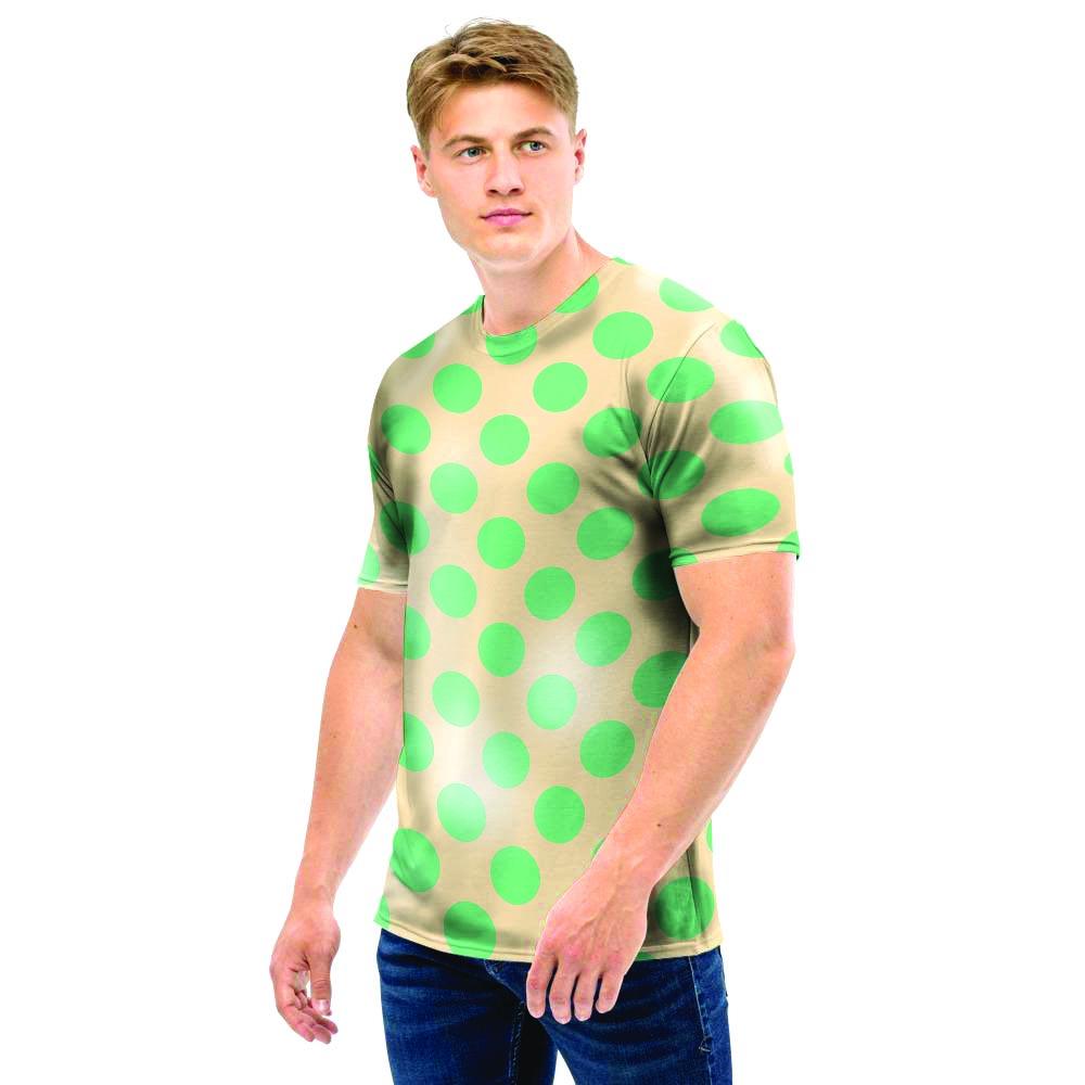 Cream And Teal Polka Dot Men T Shirt-grizzshop