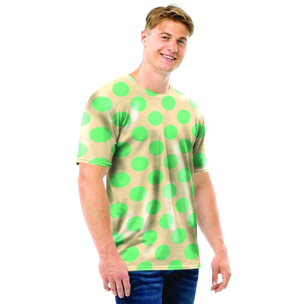 Cream And Teal Polka Dot Men T Shirt-grizzshop