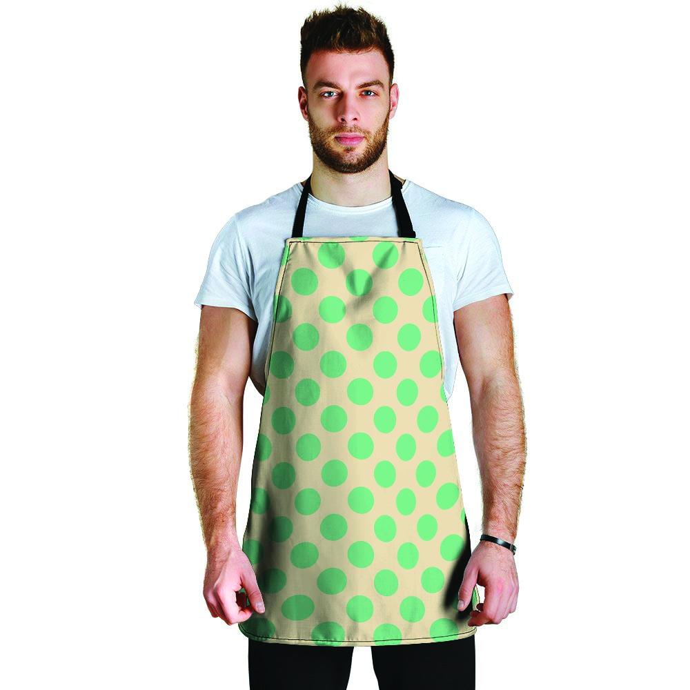 Cream And Teal Polka Dot Men's Apron-grizzshop