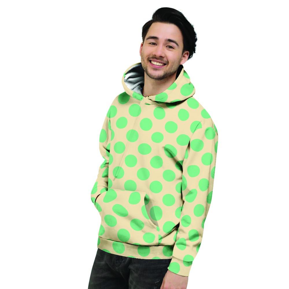 Cream And Teal Polka Dot Men's Hoodie-grizzshop