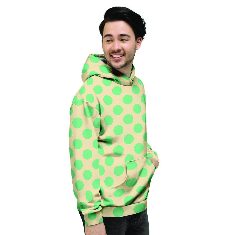 Cream And Teal Polka Dot Men's Hoodie-grizzshop