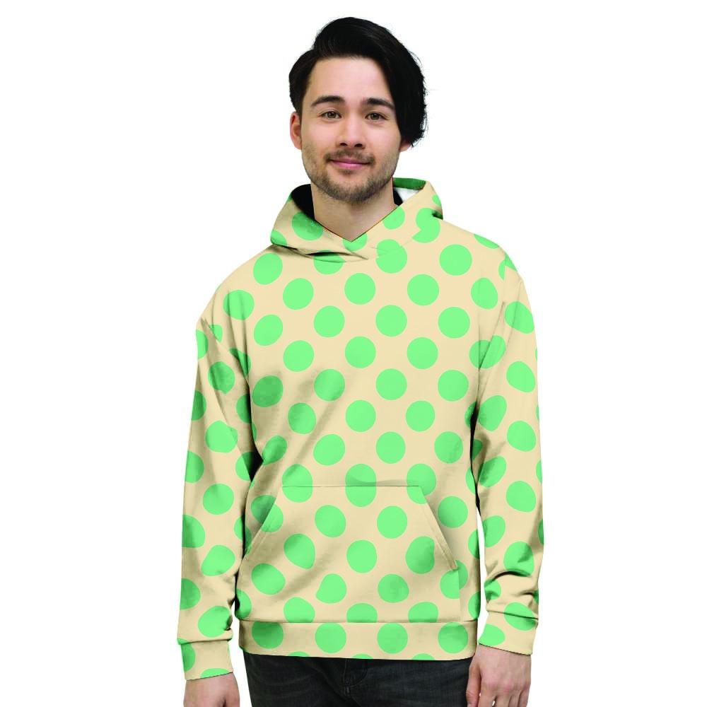 Cream And Teal Polka Dot Men's Hoodie-grizzshop