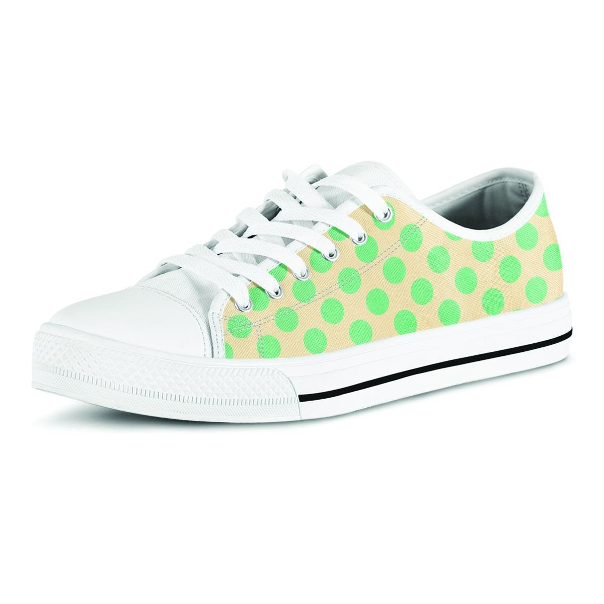 Cream And Teal Polka Dot Men's Low Top Shoes-grizzshop