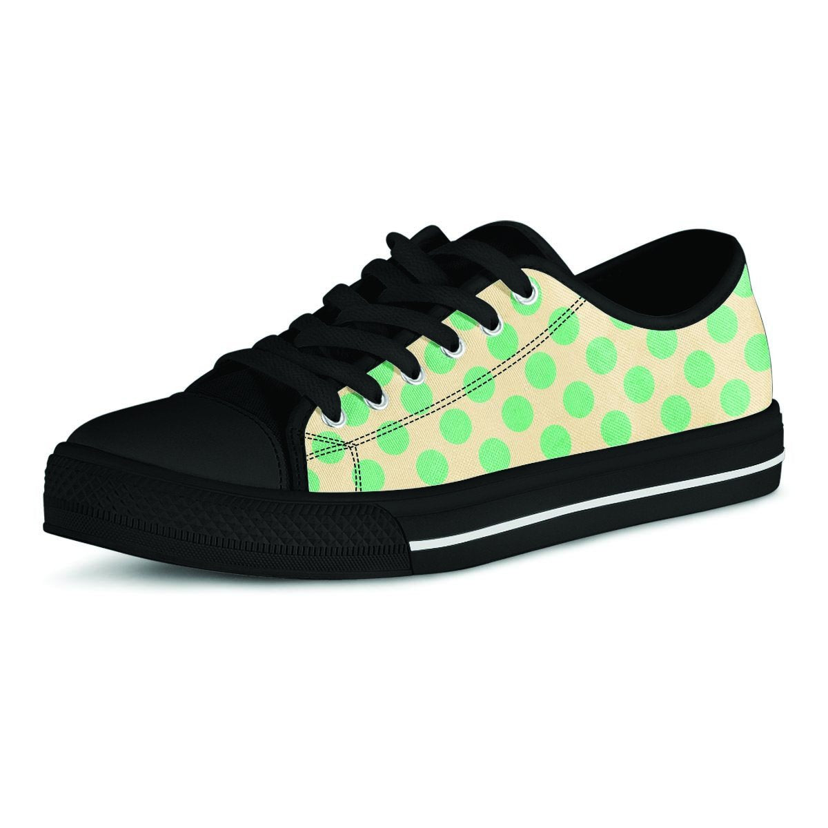 Cream And Teal Polka Dot Men's Low Top Shoes-grizzshop