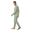 Cream And Teal Polka Dot Men's Pajamas-grizzshop