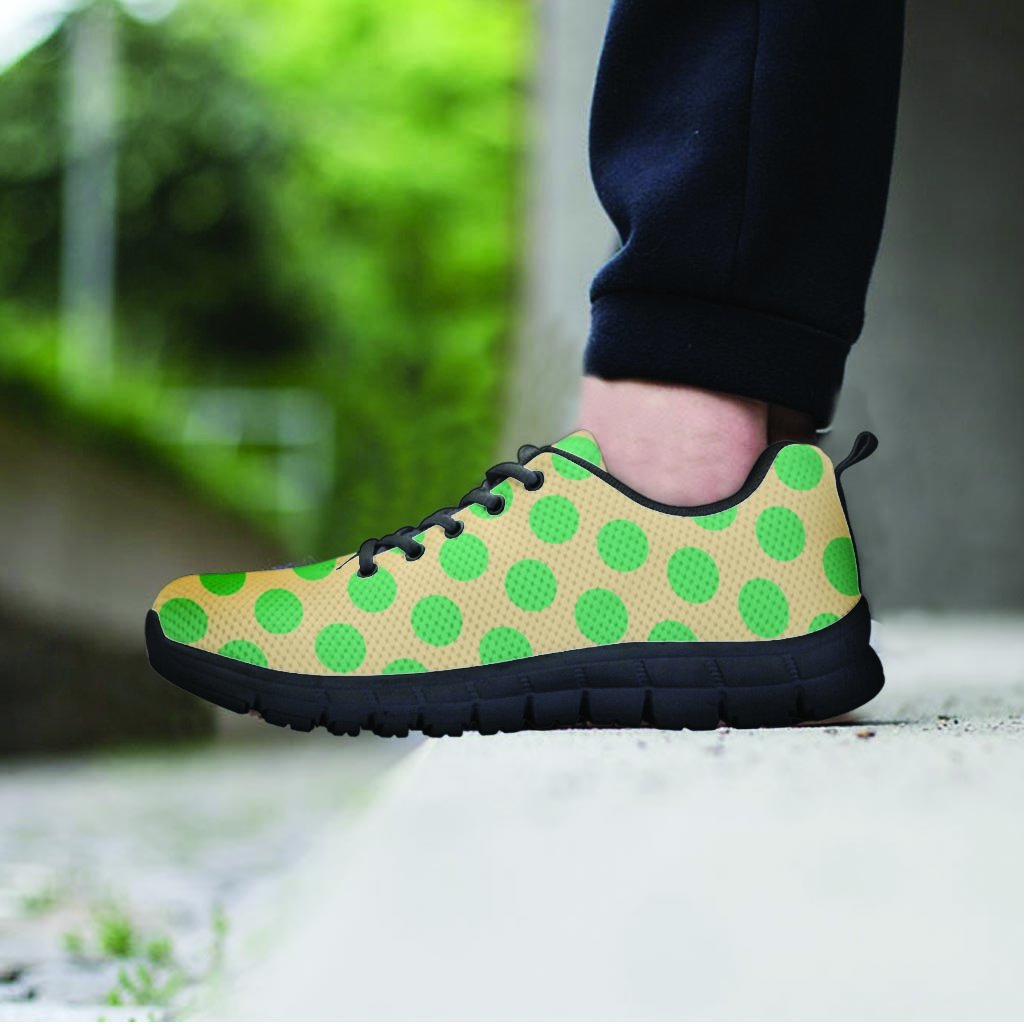 Cream And Teal Polka Dot Men's Sneakers-grizzshop