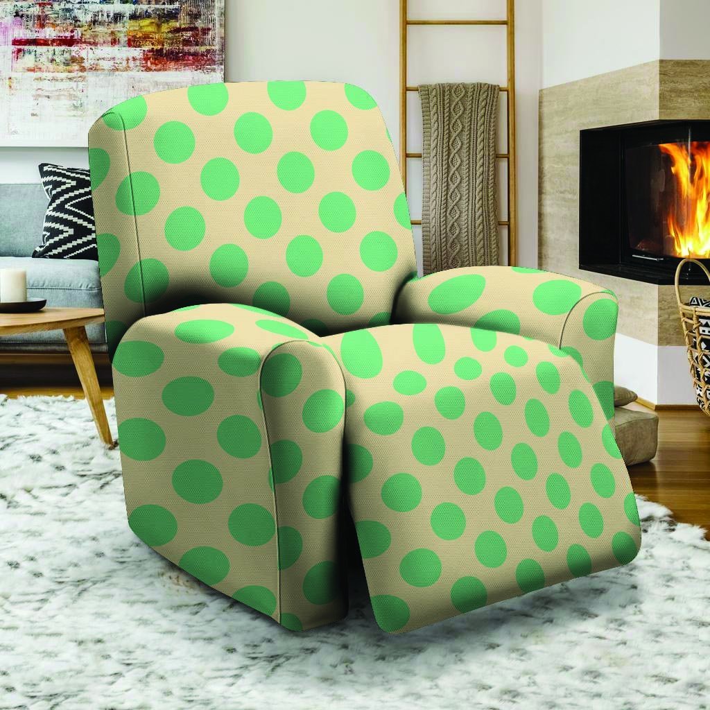 Cream And Teal Polka Dot Recliner Cover-grizzshop