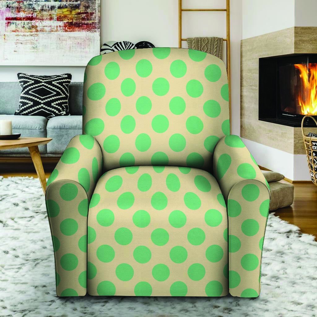 Cream And Teal Polka Dot Recliner Cover-grizzshop