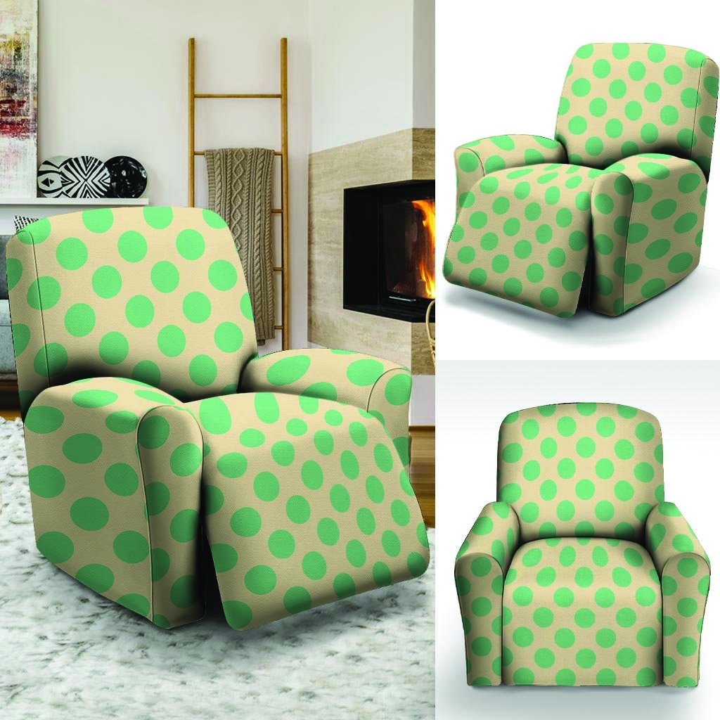 Cream And Teal Polka Dot Recliner Cover-grizzshop