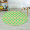 Cream And Teal Polka Dot Round Rug-grizzshop