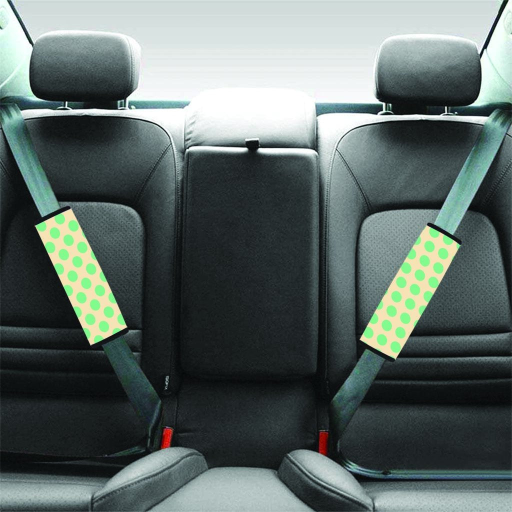 Cream And Teal Polka Dot Seat Belt Cover-grizzshop