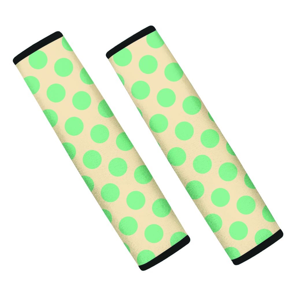 Cream And Teal Polka Dot Seat Belt Cover-grizzshop