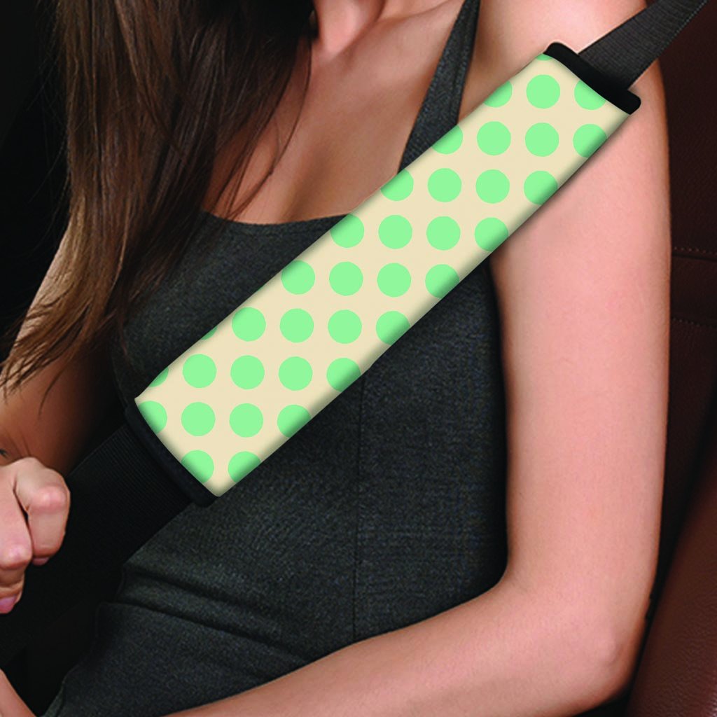 Cream And Teal Polka Dot Seat Belt Cover-grizzshop