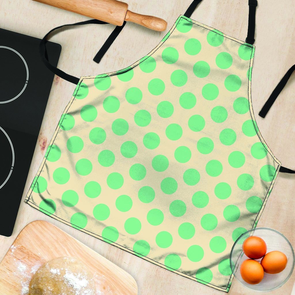 Cream And Teal Polka Dot Women's Apron-grizzshop