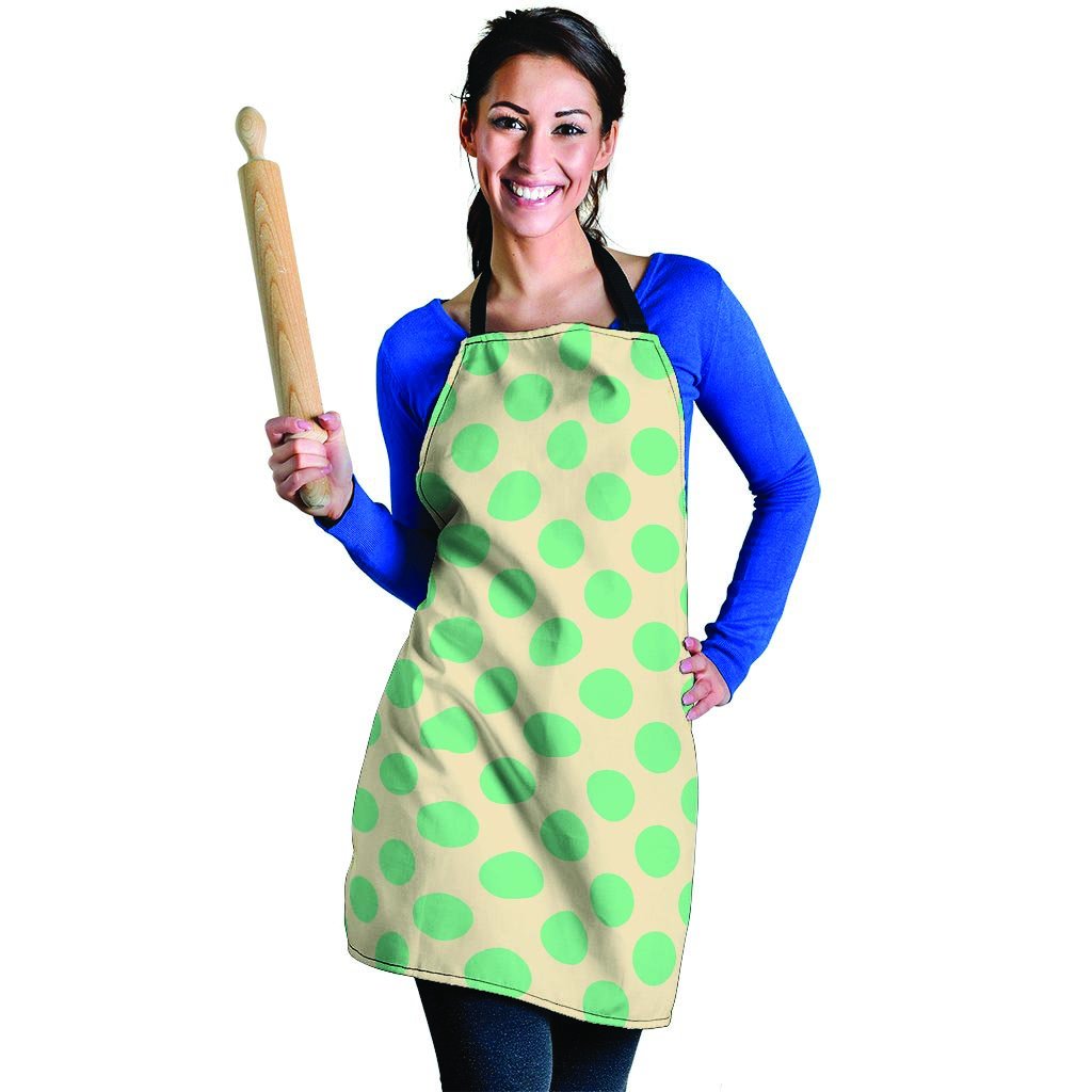 Cream And Teal Polka Dot Women's Apron-grizzshop