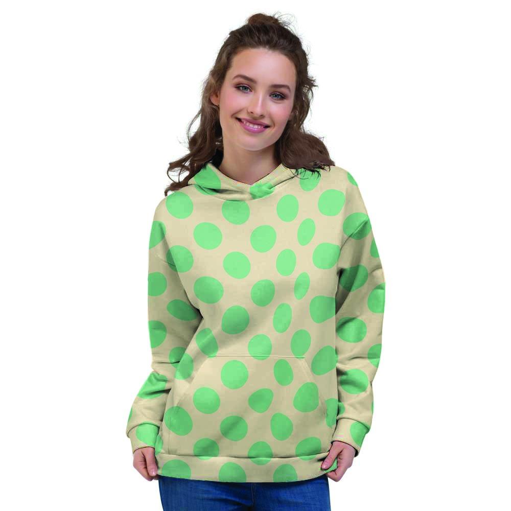 Cream And Teal Polka Dot Women's Hoodie-grizzshop