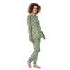 Cream And Teal Polka Dot Women's Pajamas-grizzshop