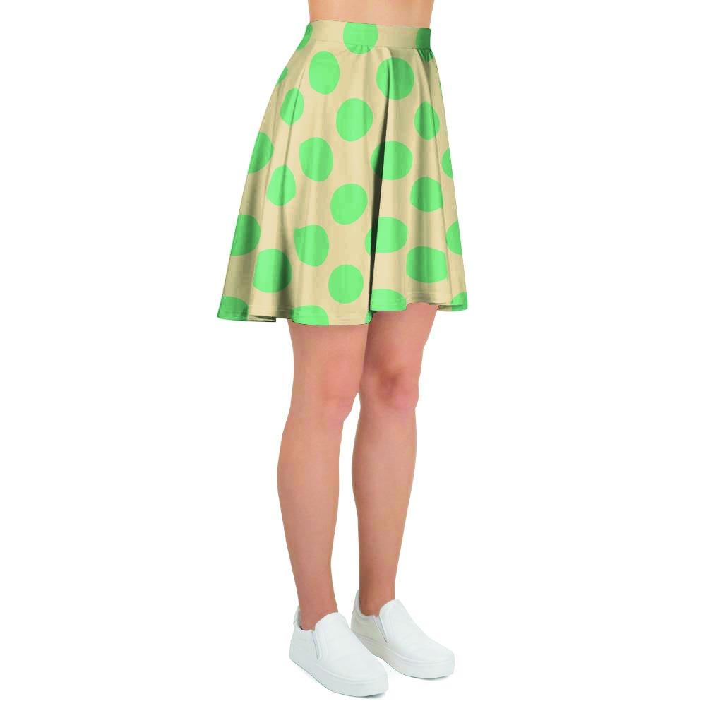 Cream And Teal Polka Dot Women's Skirt-grizzshop