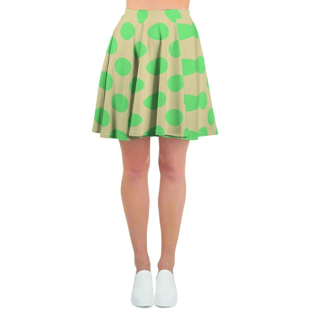 Cream And Teal Polka Dot Women's Skirt-grizzshop