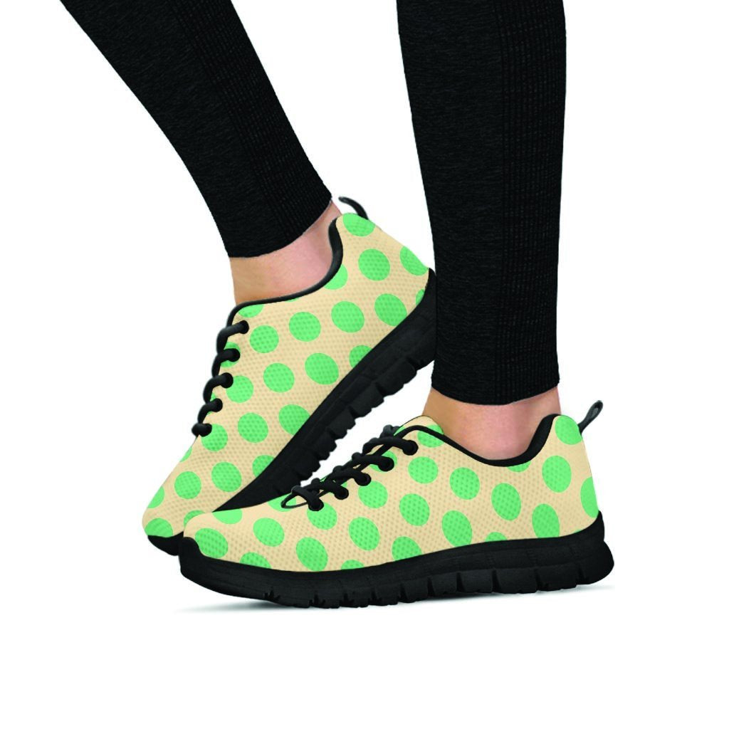 Cream And Teal Polka Dot Women's Sneakers-grizzshop